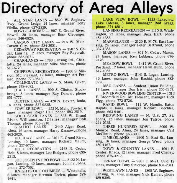 Buddys on the Beach (Lake View Bowl) - 1974 Listing Of Area Lanes (newer photo)